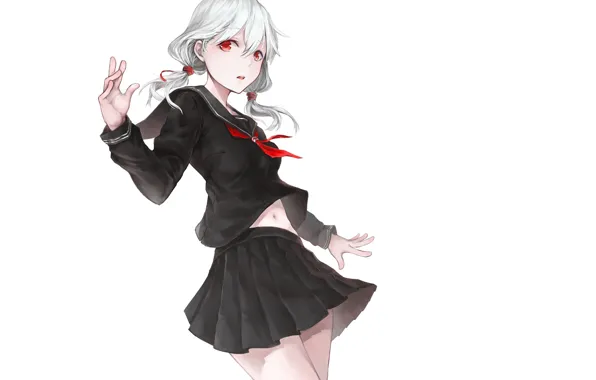 Girl, skirt, white background