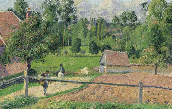 Picture landscape, home, picture, garden, Camille Pissarro, The view from the Window of the Artist. Eragny