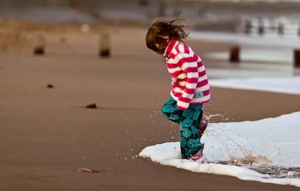 Sand, sea, water, squirt, children, mood, the ocean, shore