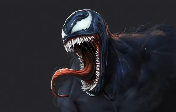 Language, minimalism, teeth, art, fangs, saliva, Venom, Venom