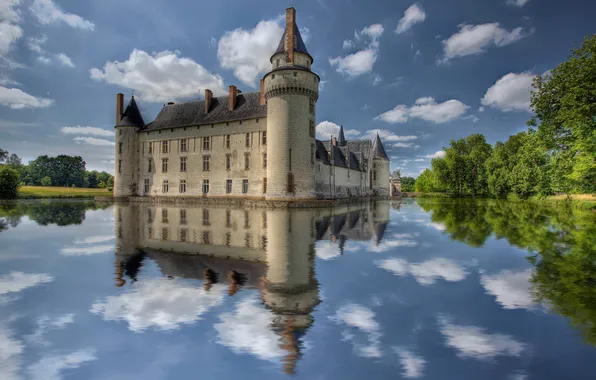 The sky, water, the city, reflection, castle