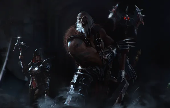 Dark, diablo 3, demon hunter, barbarian