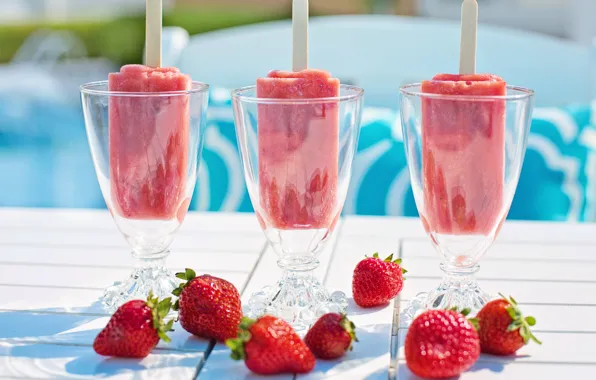 Strawberry, dessert, berry ice cream