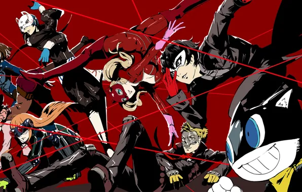 Picture the game, anime, art, costume, characters, Person 5, Persona 5