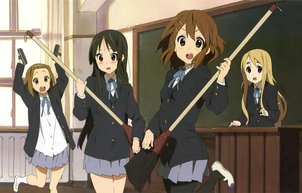 K-on!, anime, mio akiyama, yui hirasawa, tsumugi kotobuki, nikko in -