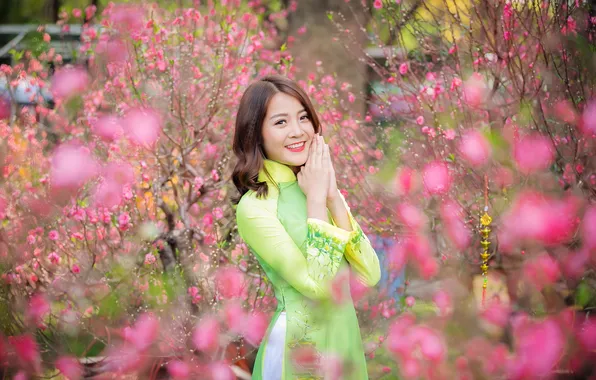 Girl, background, Asian