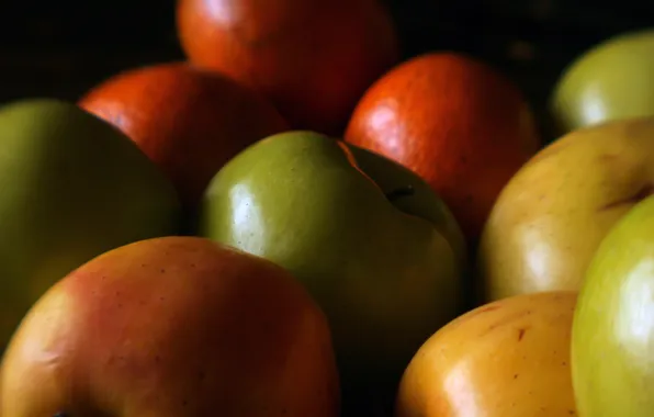 Red, apples, food, green