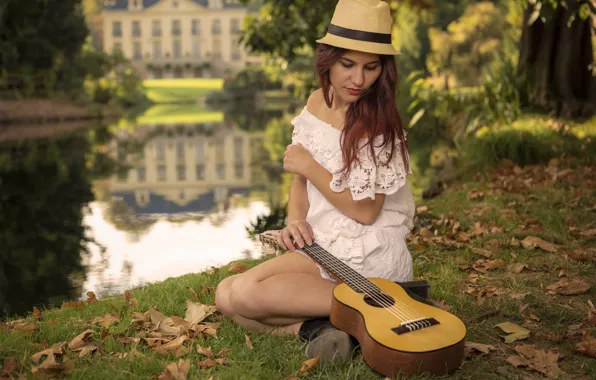 Picture girl, music, guitar
