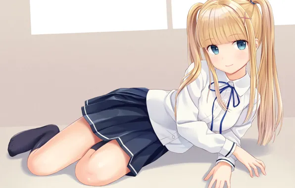Picture girl, blonde, schoolgirl