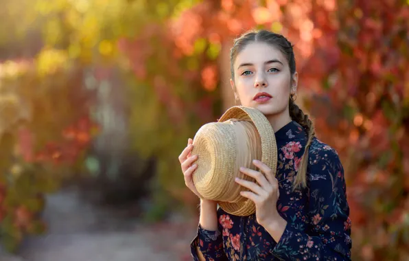 Autumn, look, girl, face, portrait, hat, makeup, Tanya Markova