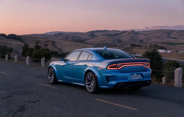 Sunset, the evening, Dodge, Charger, Hellcat, SRT, Widebody, 2019