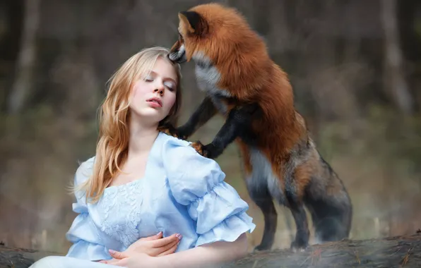 Girl, Fox, red, friends, Julia Kowalska, photographer Svetlana Nicotine