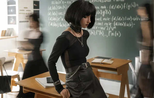 School, goth, students, classroom