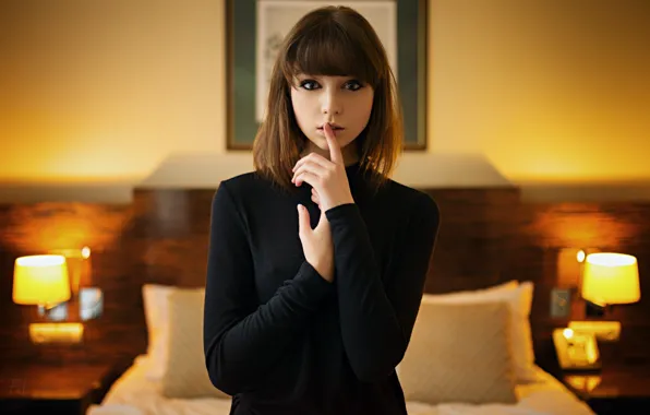 Girl, Photo, Look, Model, Girl, Hair, Eyes, Bed
