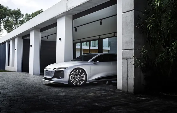 White, Audi, concept, Boxing, E-Tron, Audi A6, Audi A6 E-Tron