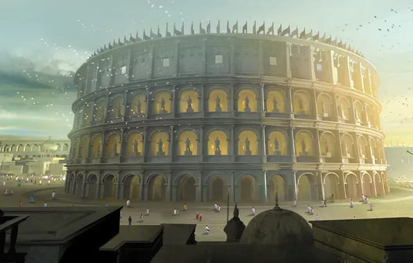 Picture art, Colosseum, painting, ancient