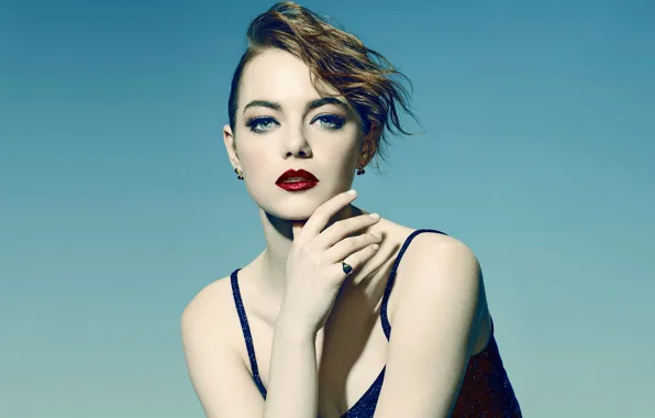 Background, model, portrait, makeup, actress, hairstyle, beauty, Emma Stone