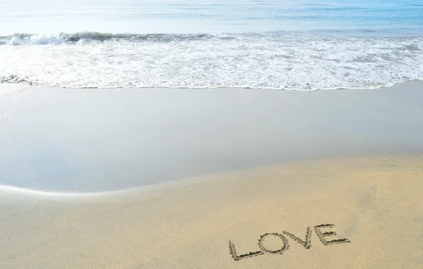 Sand, water, Beach, love