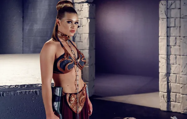 Girl, room, model, Star Wars, blonde, collar, Star wars, bra