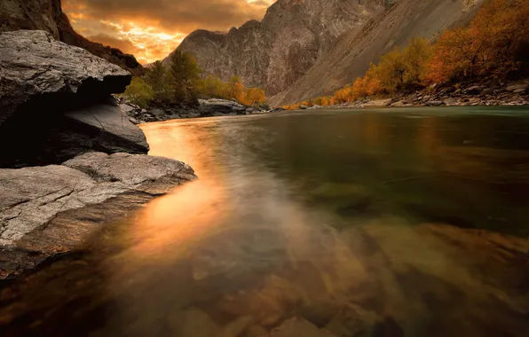 Autumn, river, Altay