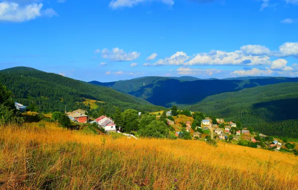 Home, Field, Village, Hills, Village, Field