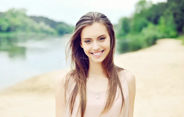 Girl, face, smile, background, model, hair, beauty