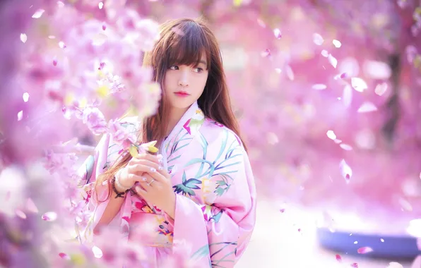 Picture girl, spring, garden