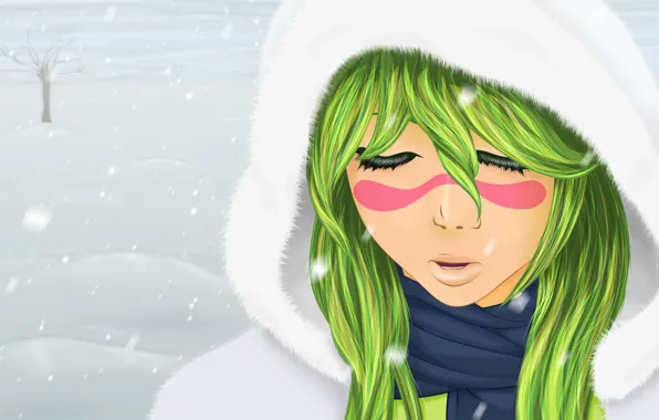 Winter, girl, snow, mood, Bleach