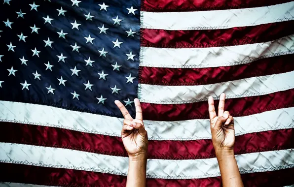 Picture background, hands, flag
