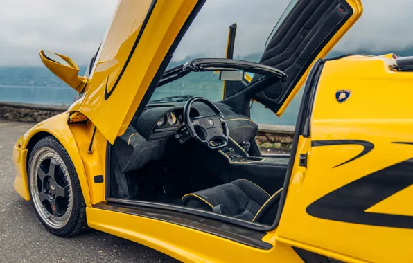 Picture Lamborghini, Diablo, 1998, lambo door, car interior, Lamborghini Diablo SV Roadster