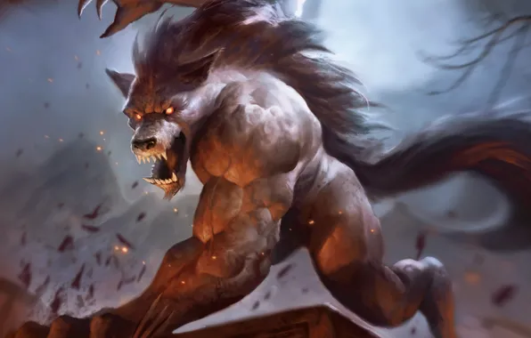 Picture figure, teeth, mouth, fangs, Werewolf, Magic, The Gathering