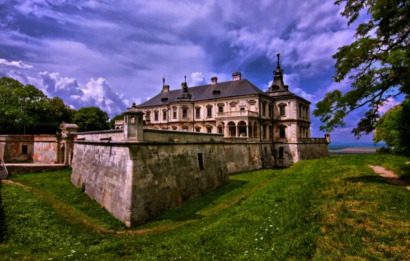 Landscape, castle, Ukraine, Pidgirtsi village, Lvov