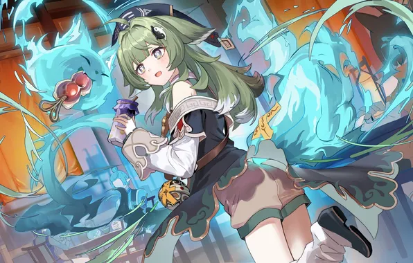 Girl, fire, food, tail, honkai: star rail, honkai (series), the same