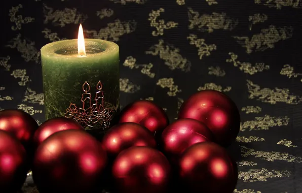 Holiday, balls, new year, Christmas, candle, christmas, new year