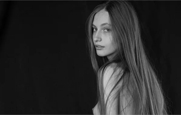 Look, black and white, portrait of a girl, Sergey Lobov