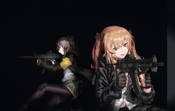 Night, weapons, girls, anime, art, Girls Frontline, Girls front
