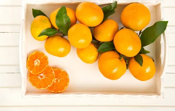 Leaves, fruit, orange, citrus, tangerines