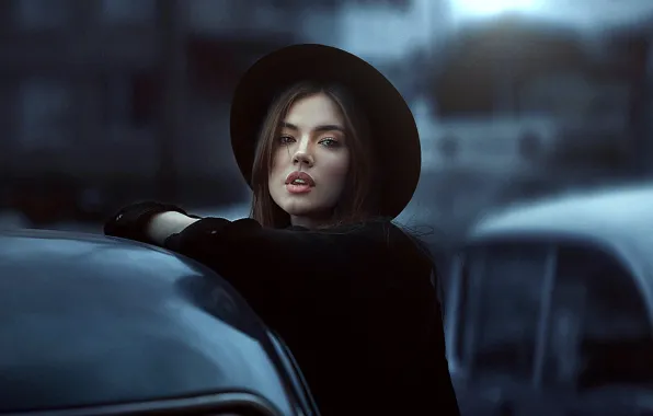 Picture look, girl, photo, hat, lips, Xenia, Dmitry Arhar