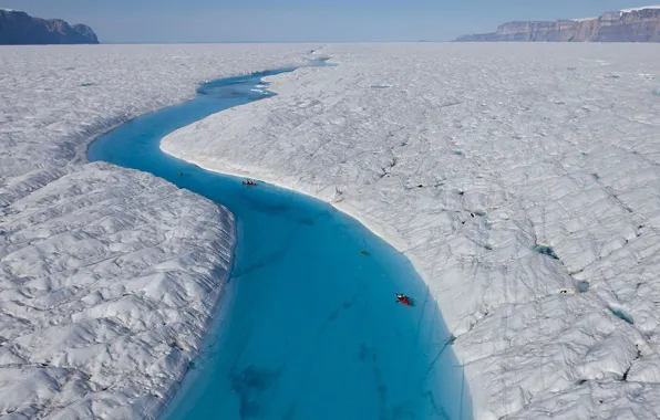 Blue river, the Petermann glacier, Greenland