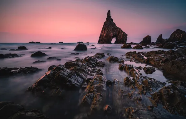 Sea, nature, rock, stones, rocks, shore, the evening, horizon