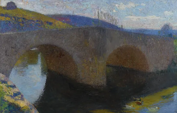 Landscape, river, picture, Henri-Jean Guillaume Martin, Henri Matrin, The bridge in Labastide-du-Vert