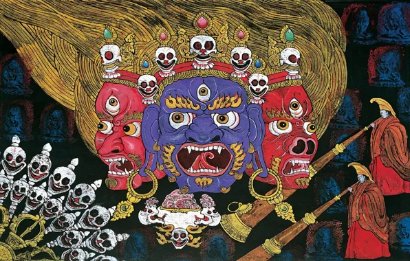 Picture welcome, fangs, skull, evil, demons, icon, deity, Tibet