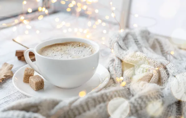 Autumn, comfort, coffee, scarf, Cup, ELIZAVETA ELESINA