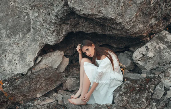 Look, girl, pose, rock, dress, beautiful, Anastasia, Vadim Mironov