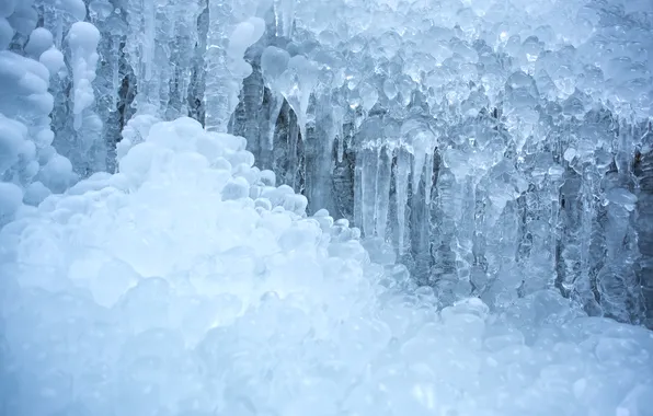 Winter, nature, Shine, ice, ice, icicles, relief, blue tones