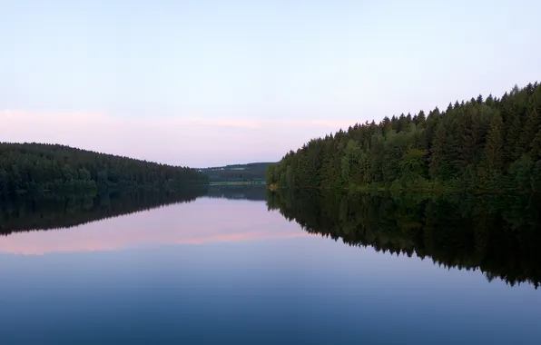 The sky, water, lake, surface, river, photo, Wallpaper, landscapes