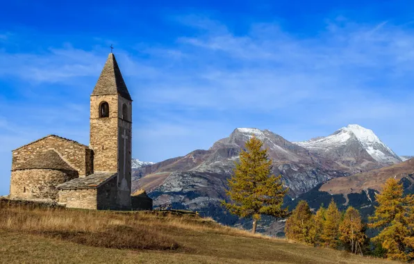 Mountains, France, Church, Savoie, The chapel Saint-Pierre