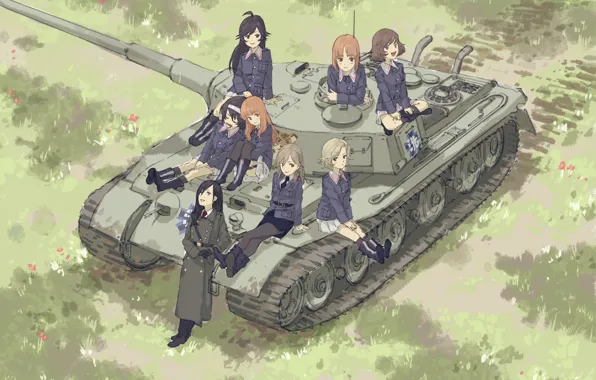Picture girl, army, tank, Girls and Panzer, Girls and tanks