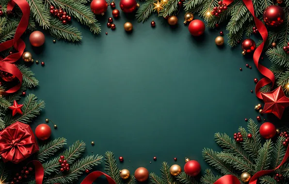 Decoration, background, balls, Christmas, New year, golden, new year, Christmas