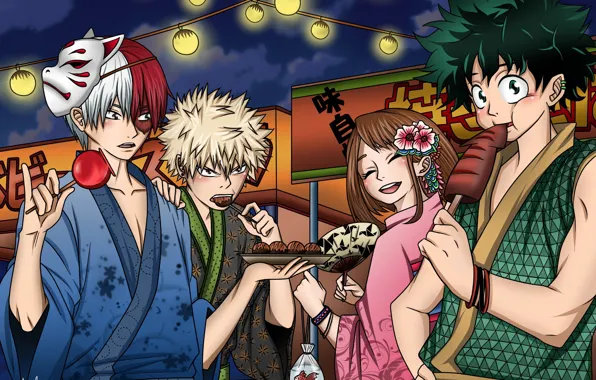 Anime, art, heroes, characters, Boku no Hero Academy, My hero Academy